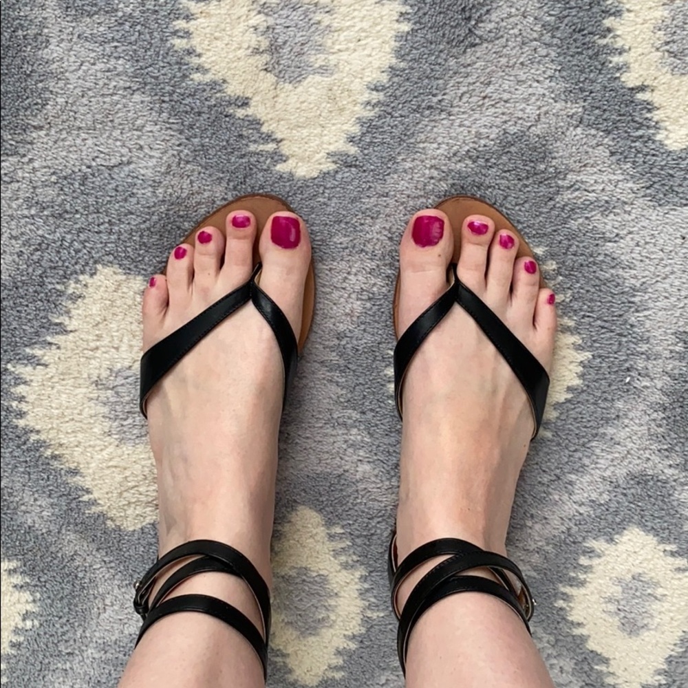 BCBG strap up sandals with leather sole